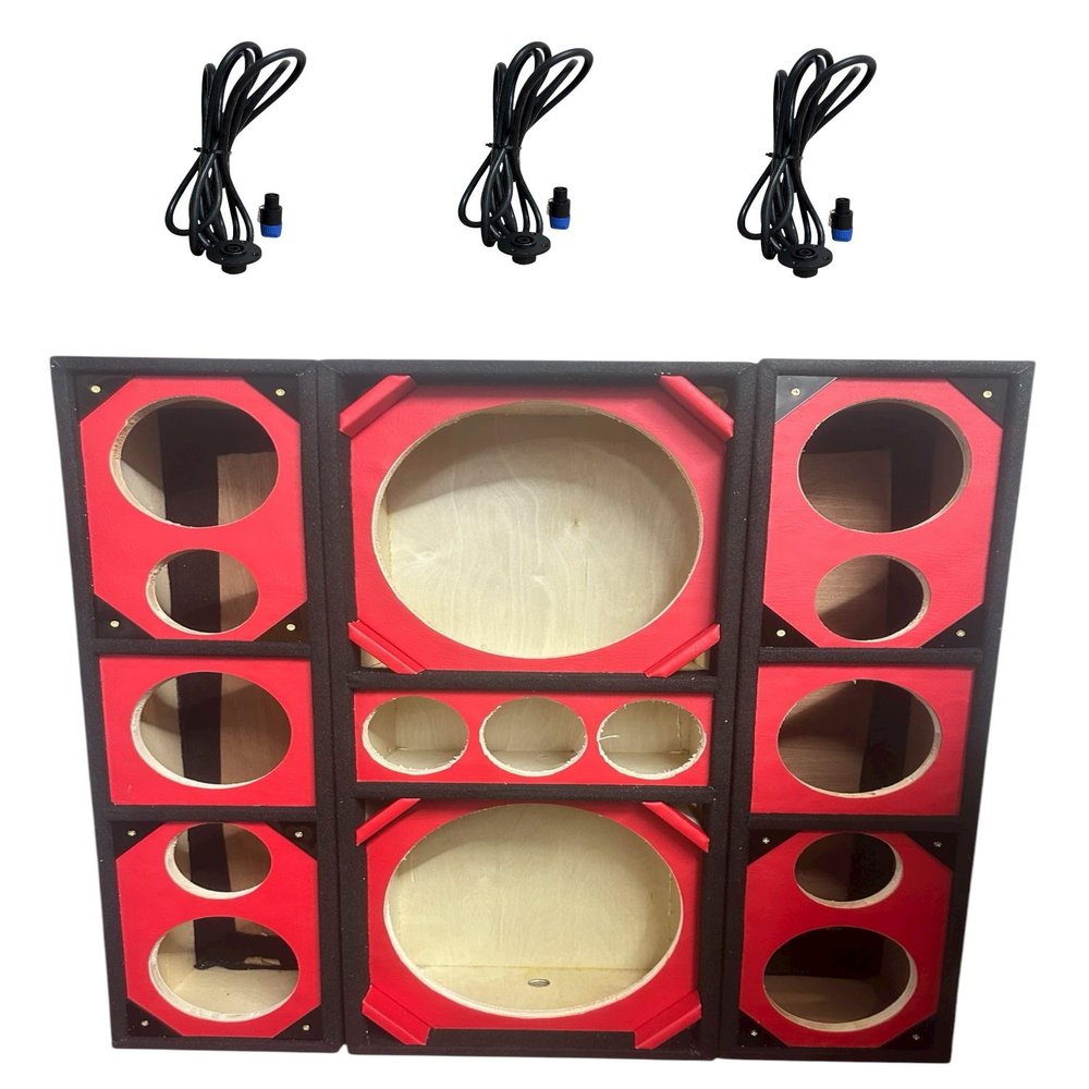 12" Brazilian Style Chuchera Speaker Box for Two 12" Speakers & Three 4" Tweeters Vented Enclosure for Car and Two 2" Driver Box