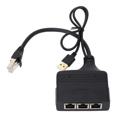 Network Splitter 1 to 3, Gigabit Network Splitter, 1000Mbps RJ45 Ethernet Splitter Adapter with USB Cable, Speed Internet Splitter for TV Router Modem, Compact and Portable ABS