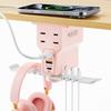 ALACOO Gaming Headphone Stand with Charging Station - Aluminum Hooks Headphone Holder, Under Desk Headset Stand, 3 USB & AC Outlet, Surge Protector & Cable Organizer, Gift for Girl/Men view 1