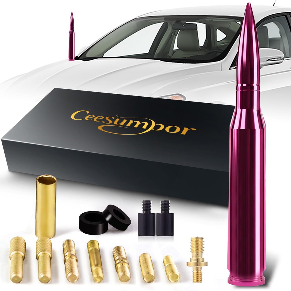 50 Cal Bullet Antenna Car Antenna Replacement Truck Antenna Bullet Antenna Slverado 1500 Ford f150 f250 GMC Sierra 1500 ram 1500 Jeep Dodge Truck Accessories Short Antenna 7.8in (Rosy)