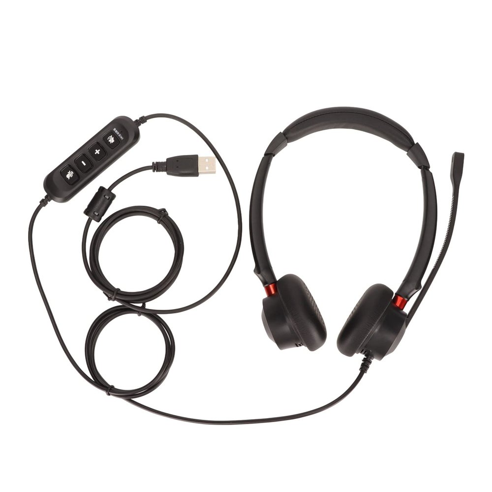 H660D USB ENC Headset, Dual Ear Telephone Headset with Active Noise Reduction, Volume and Control, Comfortable Business Headset for Call Center, Telemarketing,