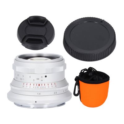 35mm F1.4 Full Frame Portrait Lens, Manual Focus Camera Lens for, White - Large Aperture, Sharp Image Quality, Ideal for Portrait and Landscape Photography (White)