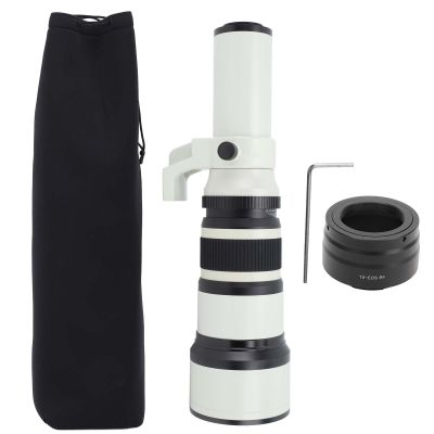 500mm F6.3 Telephoto Lens, 4 Elements in 4 Groups, White Alloy Shell with T2 RF Converter for R Mount Camera - Enhanced Optics, Durable Build, Ideal for Astrophotography and Wildlife (White)
