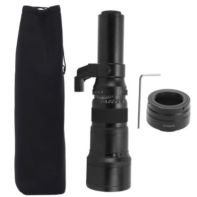 500mm F6.3 Telephoto Lens, 4 Elements in 4 Groups, Black Alloy Shell with T2 RF Converter for R Mount Camera - Enhanced Optics, Durable Build, Ideal for Astrophotography and Wildlife (Black)