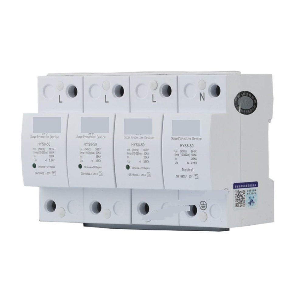 385V 50KA 4 P 4 Pole SPD House Surge Protector Protective Low-voltage Arrester Device HYS8-50 50hz Protection
