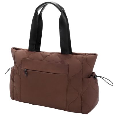 Tote Bag for Women Bag, Lightweight Puffy Work 14" Bag Handbag, Large Carry On Tote with Pockets (Coffee)