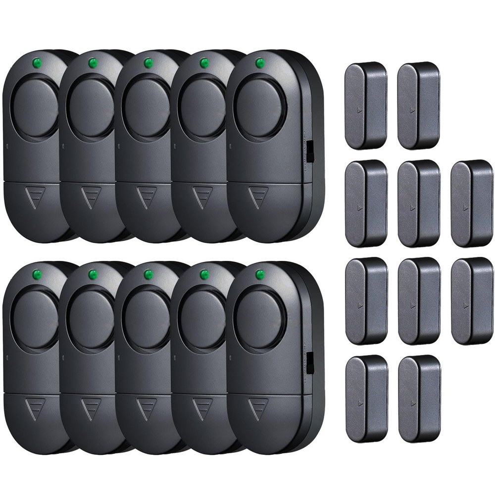 Door Window Alarm, 120DB Window Alarms for Home Security, Door Chime for Store Home, 10 Pack Black