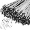 100pack Multi-Purpose Stainless Steel Black Silver Cable Ties 11.8"x0.18"Metal Coated Self-Locking Cables Tie Heavy Duty Fastener Organizer Zip-Exhaust Wraps view 1