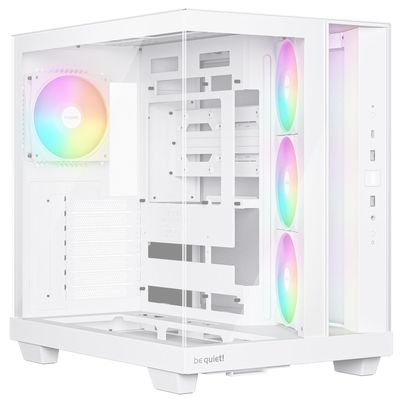 be quiet! Light Base 500 LX White PC case, Fully windowed Front and Side Panel, Show case, Dual Chamber Design, ARGB Fan hub, 4 Light Wings LX PWM Fans, Backside Connector Design