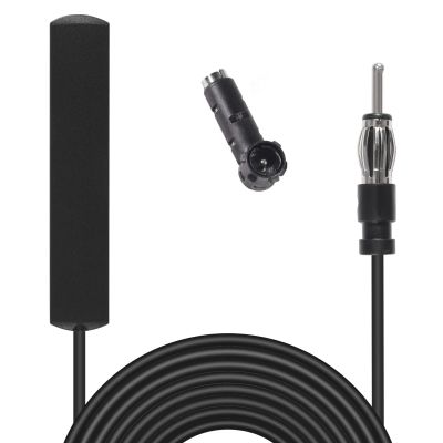 Car Stereo FM Radio Antenna, Hidden Windshield Antenna, DIN Plug Adhesive Patch Antennae + DIN Female to ISO Adapter for Vehicle Car Truck Stereo Receiver Head Unit FM HD Radio