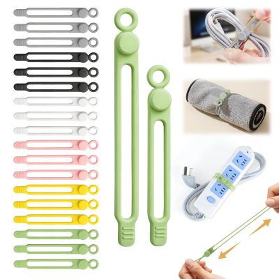 30 Pcs Silicone Cable Ties, Reusable Data Cable Organizer Wire Organizers for Office, Multipurpose Elastic Cord Wraps Cable Management for Charging Cord,Appliances,Home,Office,Kitchen,School,Travel