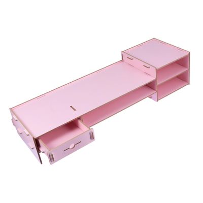 CAXUSD Creative Pink Desktop Monitor Riser with Drawer Storage Box Stand Organizer for Office Desk Space-saving Computer Display Stand for Stationery and Cosmetics