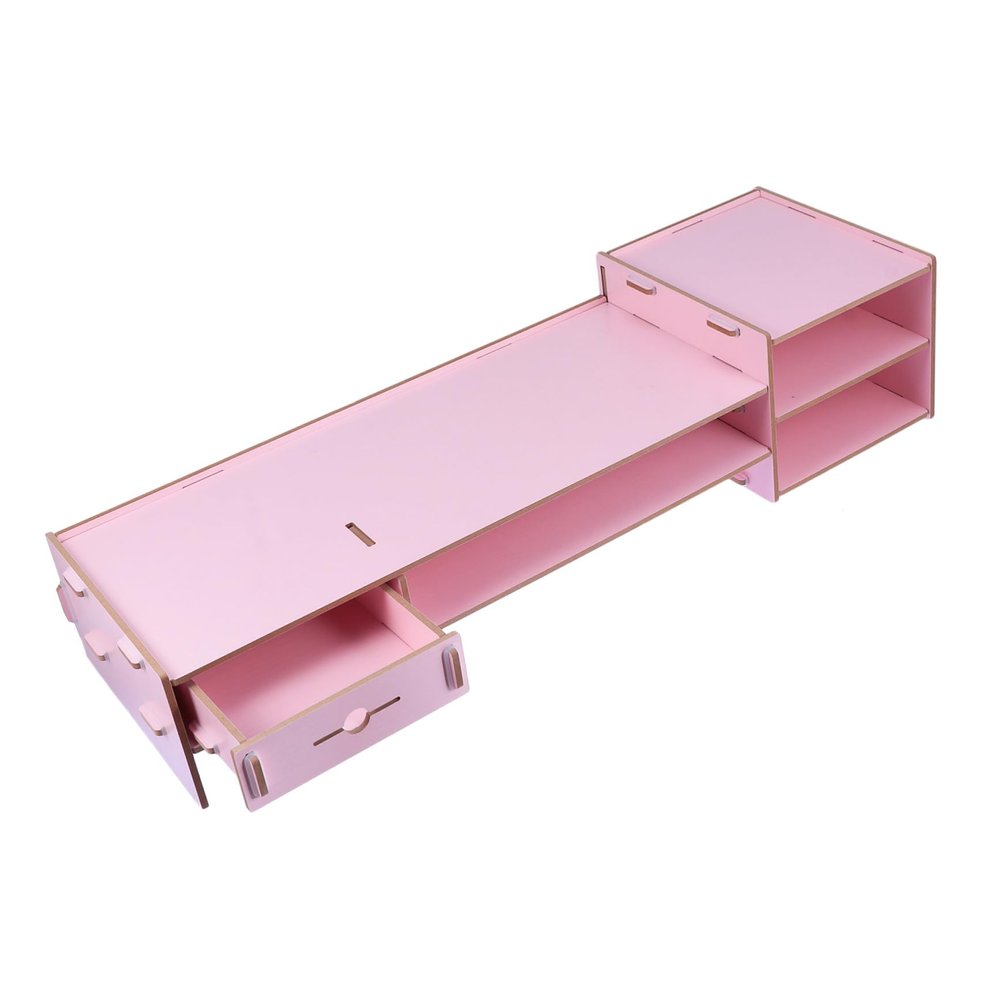 CAXUSD Creative Pink Desktop Monitor Riser with Drawer Storage Box Stand Organizer for Office Desk Space-saving Computer Display Stand for Stationery and Cosmetics