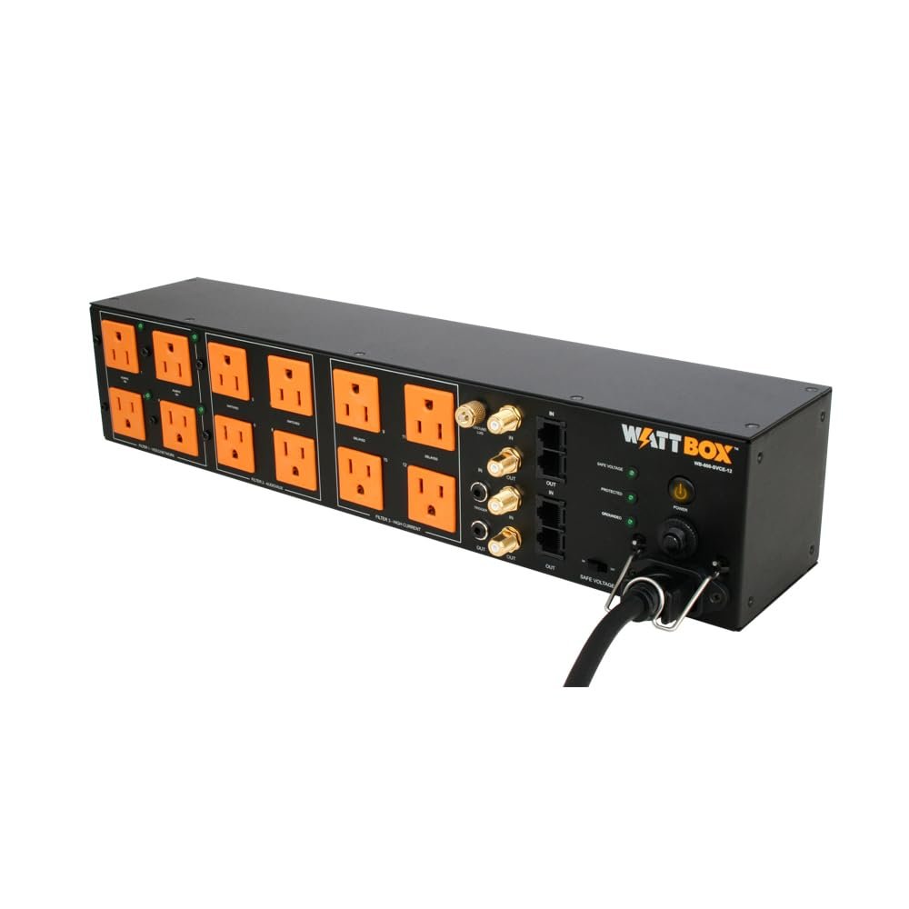WattBox Power Conditioner 12 Outlets with Sequencing and Safe Voltage with Coax and Ethernet Protection WB-600-SVCE-12