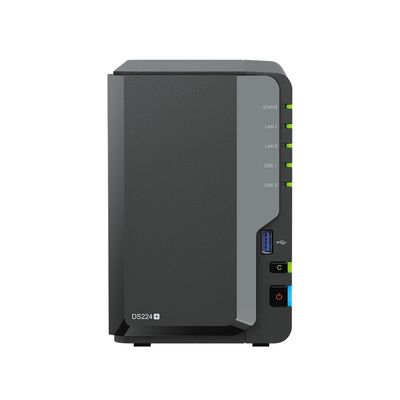 Synology DiskStation DS224+ NAS Server with Celeron 2.0GHz CPU, 6GB Memory, 16TB HDD Storage, 2 x 1GbE LAN Ports, DSM Operating System