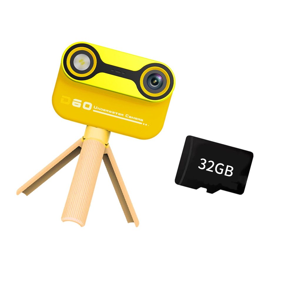 Kids Underwater Camera 2600W Double Lens 2K 32GB Storage 3meter Function MP3 Playbacks 10x Zooming Camera for Snorkeling Swimming