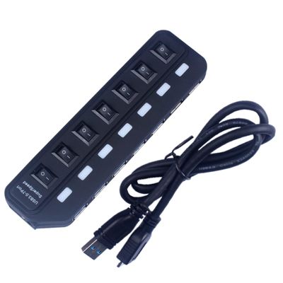 BRIGHTFUFU USB Hub Concentrator with 7 Ports High-Speed Data Transfer 5Gbps Compact Laptop Expansion Adapter Portable Multi-Protection Computer Concentrator Black Random Color