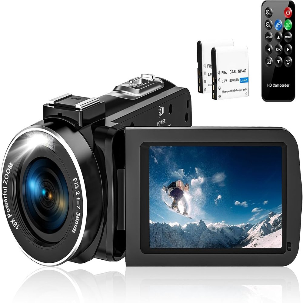 OPRKQEE 6K Camcorder Video Camera 64MP IR Night Vision Vlogging Camera for YouTube 18X Digital Zoom