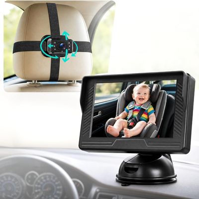 Baby Car Camera Rear-Facing Infant Monitor with Night Vision Car Camera for Baby Wide-Angle Lens Easy Install 360Adjustable Display