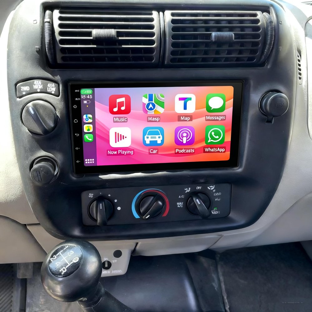 7'' Car Stereo for Ford Ranger 1998-2006 with Wireless with Carplay Android Auto, Touch Screen for Ranger Upgrade Radio with GPS Navigation, WiFi, HiFi, Bluetooth, FM, SWC, Mic, Backup Cam, 2+32GB