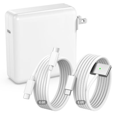 100W Charger for MacBook Pro 14 16 inch MacBook Air 13 15 inch 2025 2024 2023 2022 2021 M4 M3 M2 M1, 100W GaN Power Adapter, 6.6FT USB C to 3 Magnetic 3 Cable, 6.6FT USB C to C Cable