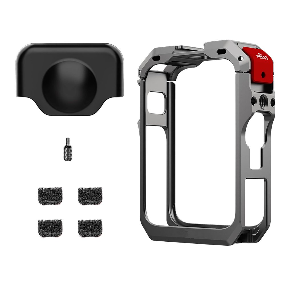 ZEZEFUFU Aluminium Protective Cage with Lens Silicone Case for DJI Osmo 360 Action Camera Accessory