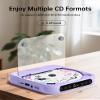 ENVYCLOUD CD Player Portable with Dual Stereo Speakers, Rechargeable Portable CD Player with Bluetooth for Home with Headphones, Support CD/AUX/USB, Purple view 2