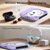 ENVYCLOUD CD Player Portable with Dual Stereo Speakers, Rechargeable Portable CD Player with Bluetooth for Home with Headphones, Support CD/AUX/USB, Purple view 4