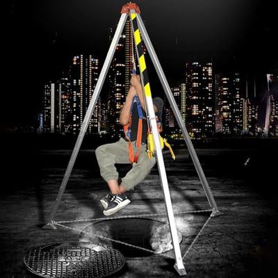 Confined Space Tripod Kit Rescue Tripod,Confined Space Tripod Kit 2600lbs, Heavy Duty Tripod Rescuewith Self-Lock Device, Adjustable 7Feet Legs Bracket Lifting Tripod Stabilizer for Ship Cab
