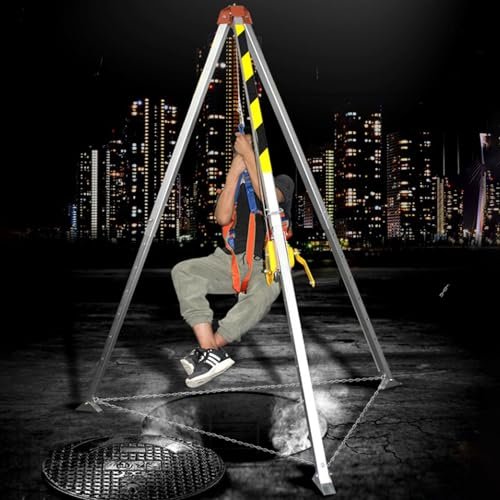 Confined Space Tripod Kit Rescue Tripod,Confined Space Tripod Kit 2600lbs, Heavy Duty Tripod Rescuewith Self-Lock Device, Adjustable 7Feet Legs Bracket Lifting Tripod Stabilizer for Ship Cab