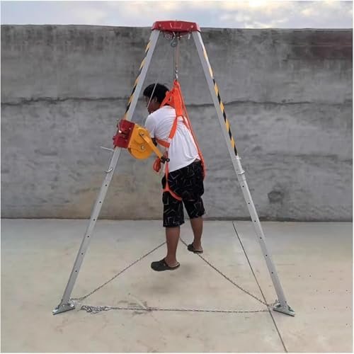 Rescue Tripod Lifting Rescue Equipment,Confined Space Tripod Kit Lifting and Rescue Tripod with Safe Belt, Aluminum Retractable Legs for Confined Space Gate Rescue Equipment(2600lbs(98' Winc