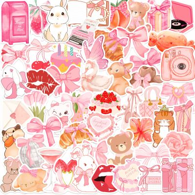 100 PCS Coquette Stickers, Pink Aesthetic Sticker Pack, Cute Bow Girly Stickers for Women Girls Waterproof Vinyl Decals for Laptop Water Bottles Computer Scrapbooking Phone Guitar