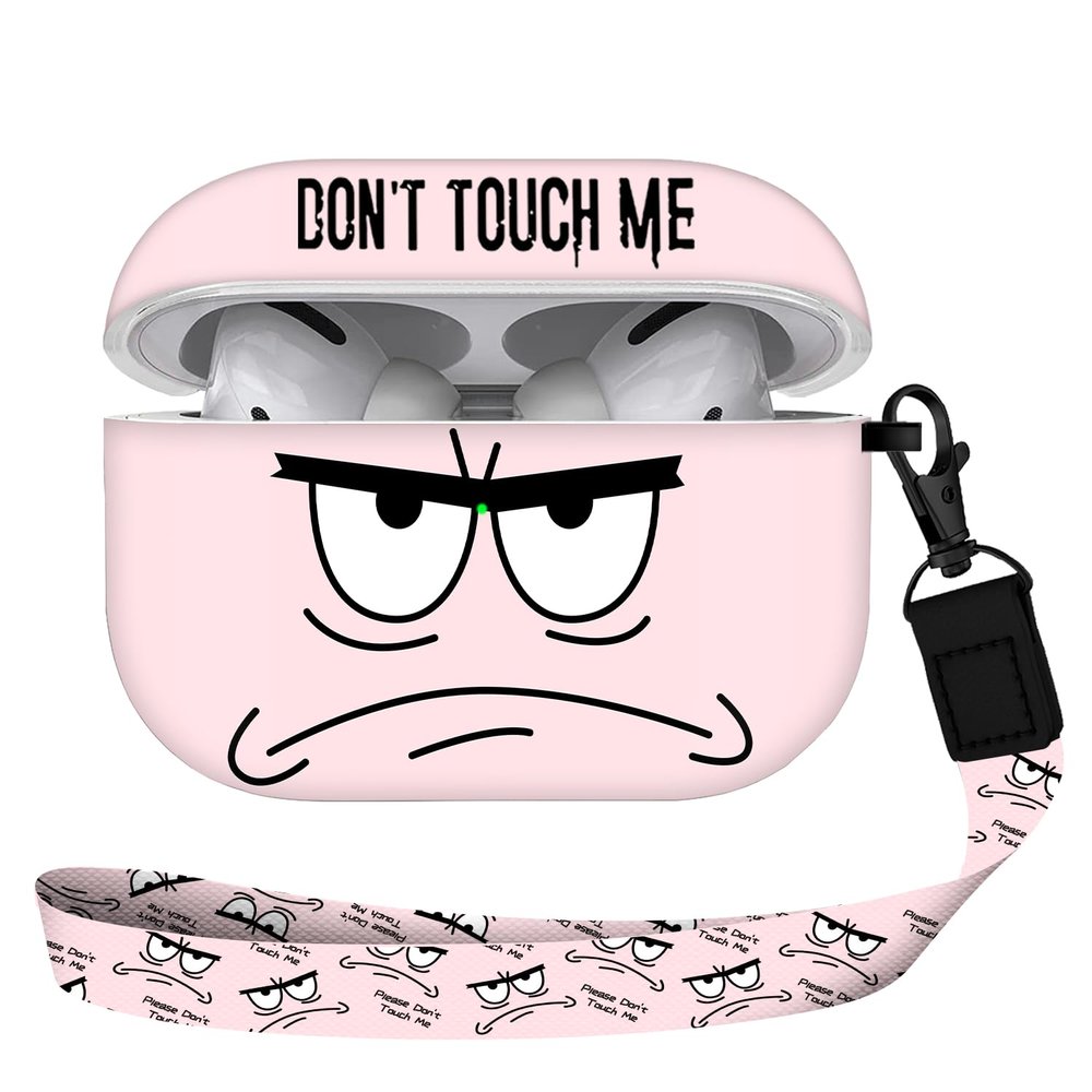 Compatible with Airpods Pro 3 Case(2025),Don't Touch Me for Airpods Pro 3rd Generation Cases Cover with Lanyard Soft Silicone Cute Shockproof Cover for Women Men,Black
