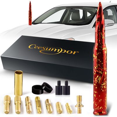 50 Cal Bullet Antenna Red Antenna for Truck Car Antenna Replacement Truck Antenna Bullet Antenna Slverado 1500 Bullet Antenna Ford f150 f250 GMC Sierra 1500 ram 1500 Jeep Truck Accessories (Red)