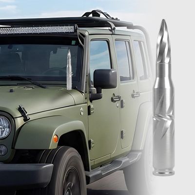 7.8in 50 Cal Bullet Antenna Replacement Car Antenna Antenna for Truck Silverado 1500 Ford F150 F250 GMC Sierra 1500 Ram 1500 Jeep Truck Accessories for Men Ram 1500 Accessories Car Parts (Silver)