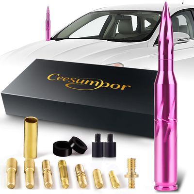 7.8in 50 Cal Bullet Antenna Black Antenna for Truck Car Antenna Replacement Truck Antenna Bullet Antenna Slverado 1500 Bullet Antenna Ford f150 f250 GMC Sierra 1500 ram 1500 Jeep (Rosy)