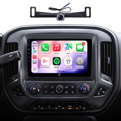 10Inch Android Car Radio Upgrade for GMC Sierra Chevrolet Silverado 2014-2018 Touch Screen Stereo Head Unit Support Wirless Carplay Android Auto GPS Navigation Multimedia Player Stock Camera SWC