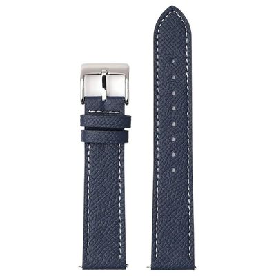 Epsom Watch Strap 18mm 20mm 22mm Calfskin Leather Watchband Quick Release Band Hand-Made Palm Pattern Wristband Belt(Blue white line 1,18mm)