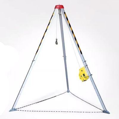 Aluminum Rescue Tripod Kit - 816.5kg Capacity, 2.1m Firefighting Tripod with 228m Cable Hoist for Confined Space Safety, Engineering Solutions, Durable and Reliable Rescue Equipment