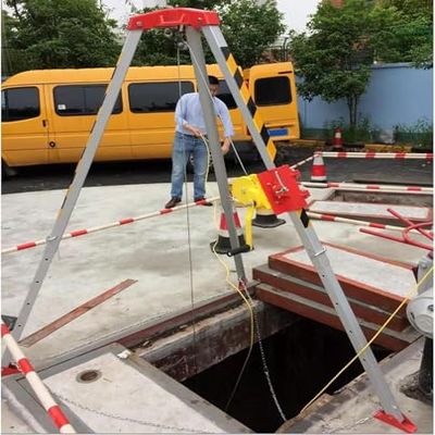 Confined Space Tripod Kit Confined Space Tripod Heavy-Duty Aluminum Emergency Fire Rescue Bracket Kit with Safety Belts, 1200 1800 2600 Lbs Winch1.34m-2.14m Adjustable Legs