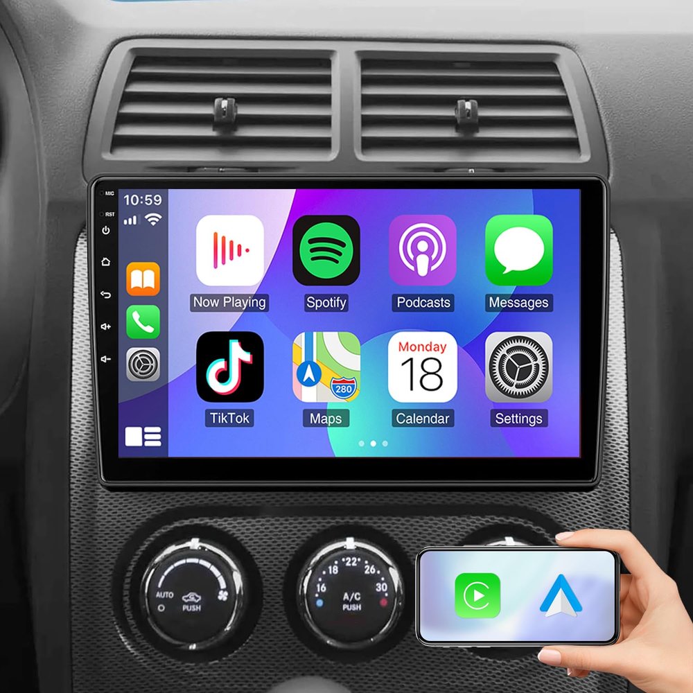 10inch Car Stereo Radio for Dodge Challenger 2008 2009 2010 2011 2012 2013 2014,Double Din Touch Screen GPS Head Unit with Wireless Carplay Android Auto,Bluetooth,WiFi,GPS,SWC,AHD Backup Camera,4G+64G