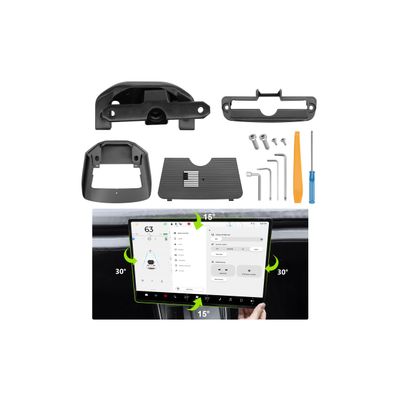 cybtkcar for Tesla Screen Swivel Mount Model Y Juniper Model 3 Highland 2025 2026 Screen Rotating Holder Center Console Screen Rotating Bracket Model Y Refresh Accessories 4 Way Rotation Adjustment