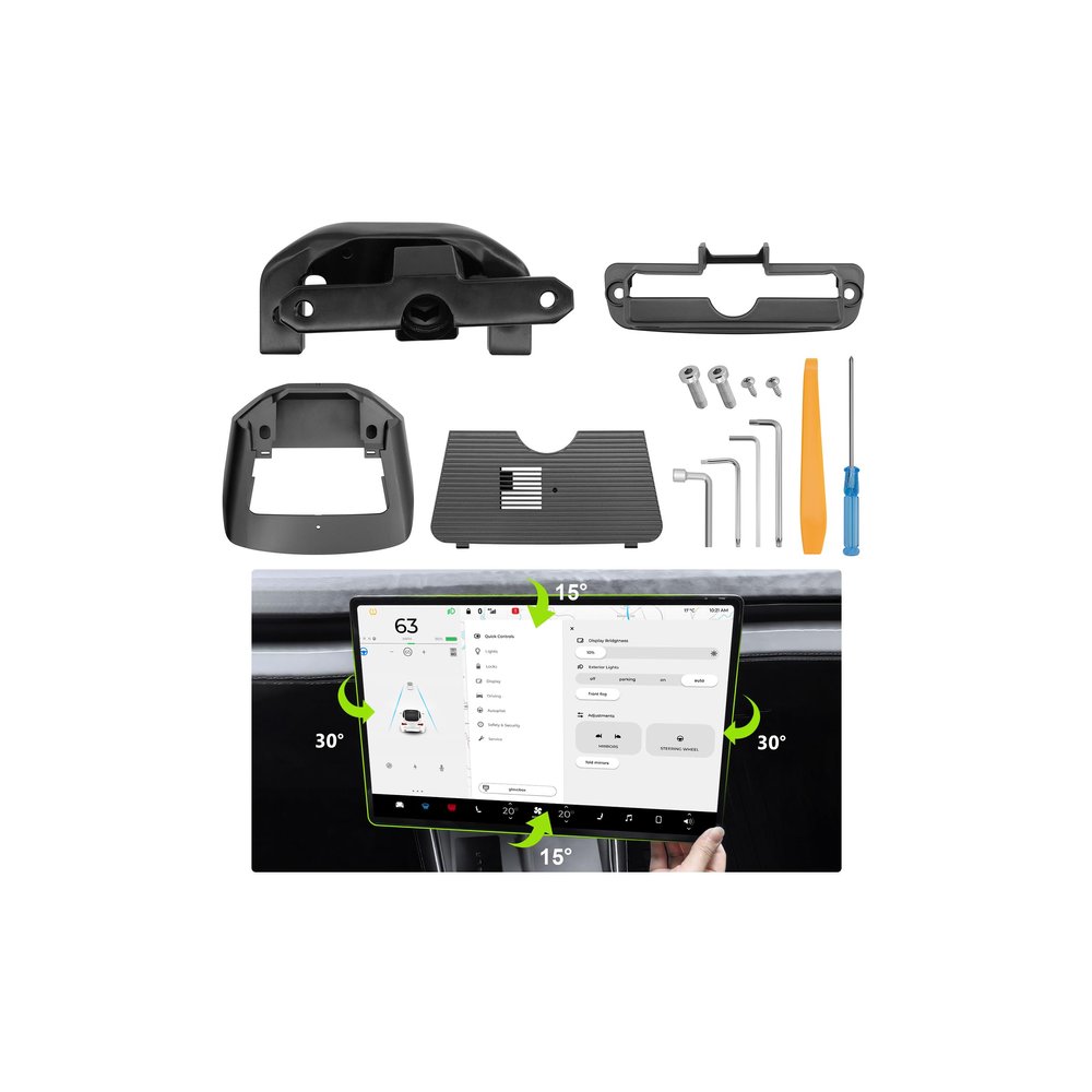 cybtkcar for Tesla Screen Swivel Mount Model Y Juniper Model 3 Highland 2025 2026 Screen Rotating Holder Center Console Screen Rotating Bracket Model Y Refresh Accessories 4 Way Rotation Adjustment