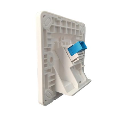 Angled SC Fiber Optic White Wall Plate Fiber Optic Network Outlet Simplex SC LAN Coupler 86x86mm(1 Ports SC UPC)