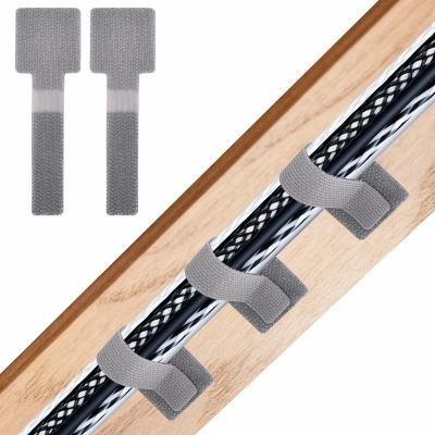 30Pcs Hoop and Loop Cable Ties, Adhesive Cable Straps Wire Management Under Desk Adjustable Sticky-Back Cord Organizer for Kitchen Appliances, Electronics & PC, Home, Office Essentials