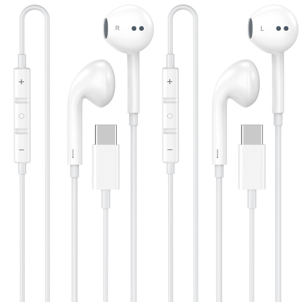 2 Pack USB C Headphones for iPhone 17 16 15, Wired Headphones USB C with with Microphone & Remote Control Noise Cancelling for iPhone 17 16 15 Pro Max, iPad Pro, Galaxy S25 S24 S23 Ultra, Pixel 9 8 7