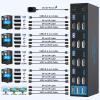 8K HDMI + 2 Displayport KVM Switch 3 Monitors 4 Computers 4K144Hz USB 3.0 KVM Switches Triple Monitor for 4 Computer Share 3 Monitor and 4 USB 3.0 Ports Support Extended/Copy Mode view 2