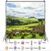 10X5ft Fabric Irish Countryside Photography Backdrop, Rural Landscape with Rolling Hills, Grazing Sheep, Green Meadows, Nature Scene Background, for Studio, Party, Professional Photos view 2
