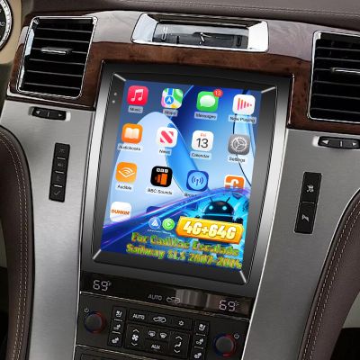 [4G+64G] Vertical Car Radio for Cadillac Escalade Sailway SLS 2007-2014, Volxcereo 9.7 inch Android Touchscreen Stereo with Carplay/Android Auto, GPS, WiFi, Bluetooth, SWC, FM/RDS