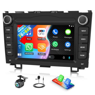 2G+64G Android 13 Car Radio Stereo for Honda CRV 2007-2011 with Wireless CarPlay Android Auto, 7 Inch HD Touchscreen GPS WiFi Bluetooth EQ FM/RDS Mirror Link SWC AHD Rear Camera MIC Dual USB Input